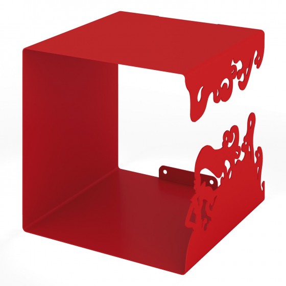 Mesola Cubo con struttura interamente in metallo verniciato Rosso Misure 25x25x25 cm.
